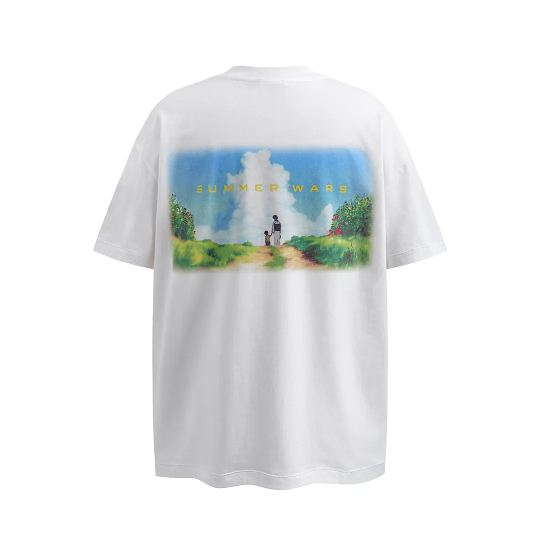S539# P130 Saint Michael x Summer Wars x GEEKS RULE Summer Wars short-sleeved T-shirt color: white black size: S, M, L, XL